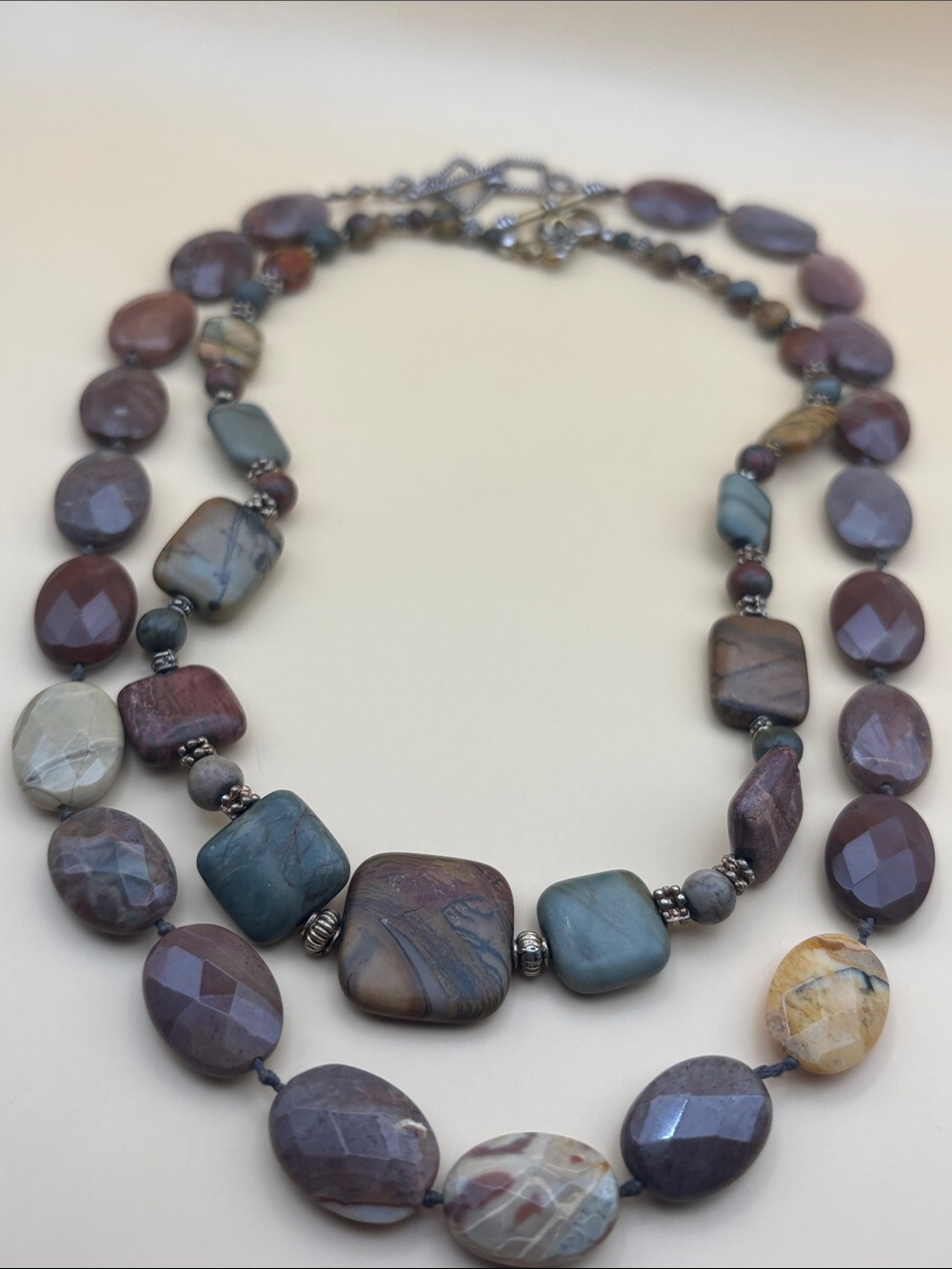 Stone Necklaces in Earth Tones - Faceted Gemstone Necklace Smooth Gemstones